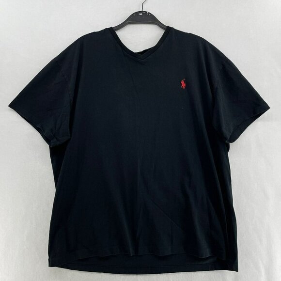 Polo Ralph Lauren T-Shirt Men’s Sz L Black V Neck Short Sleeve Embroidered Logo - Picture 1 of 10